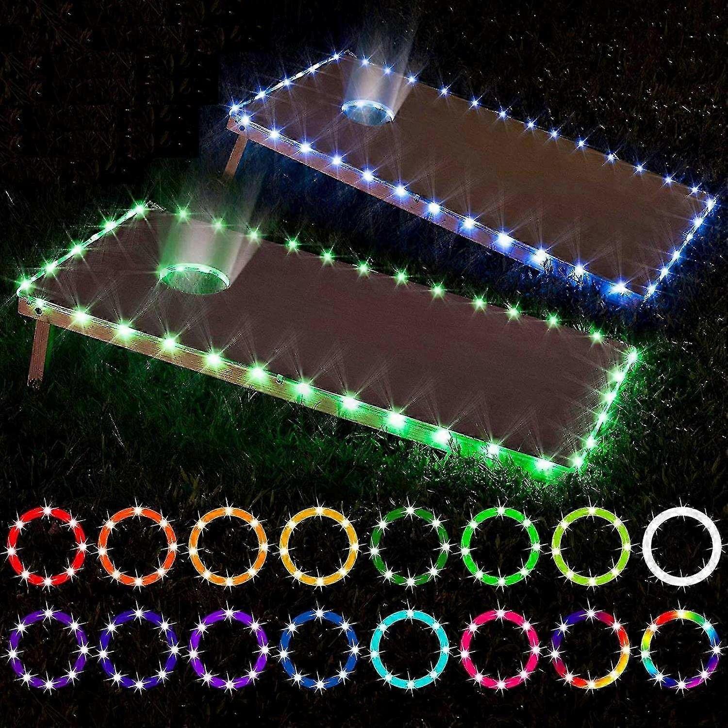 Led Cornhole Lights, Remote Control Cornhole Board Edge And Ring Led Lights, 16color Change By Yours