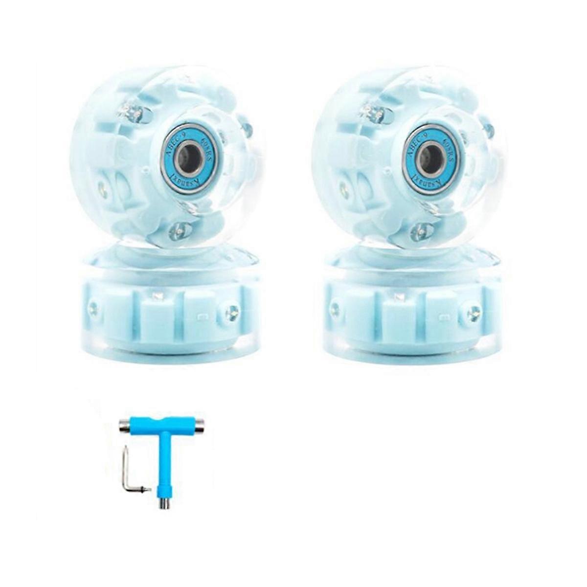 6LED Roller Skate Wheels - Skateboard Wheels Light Up Quad Wheels Double Row Skating