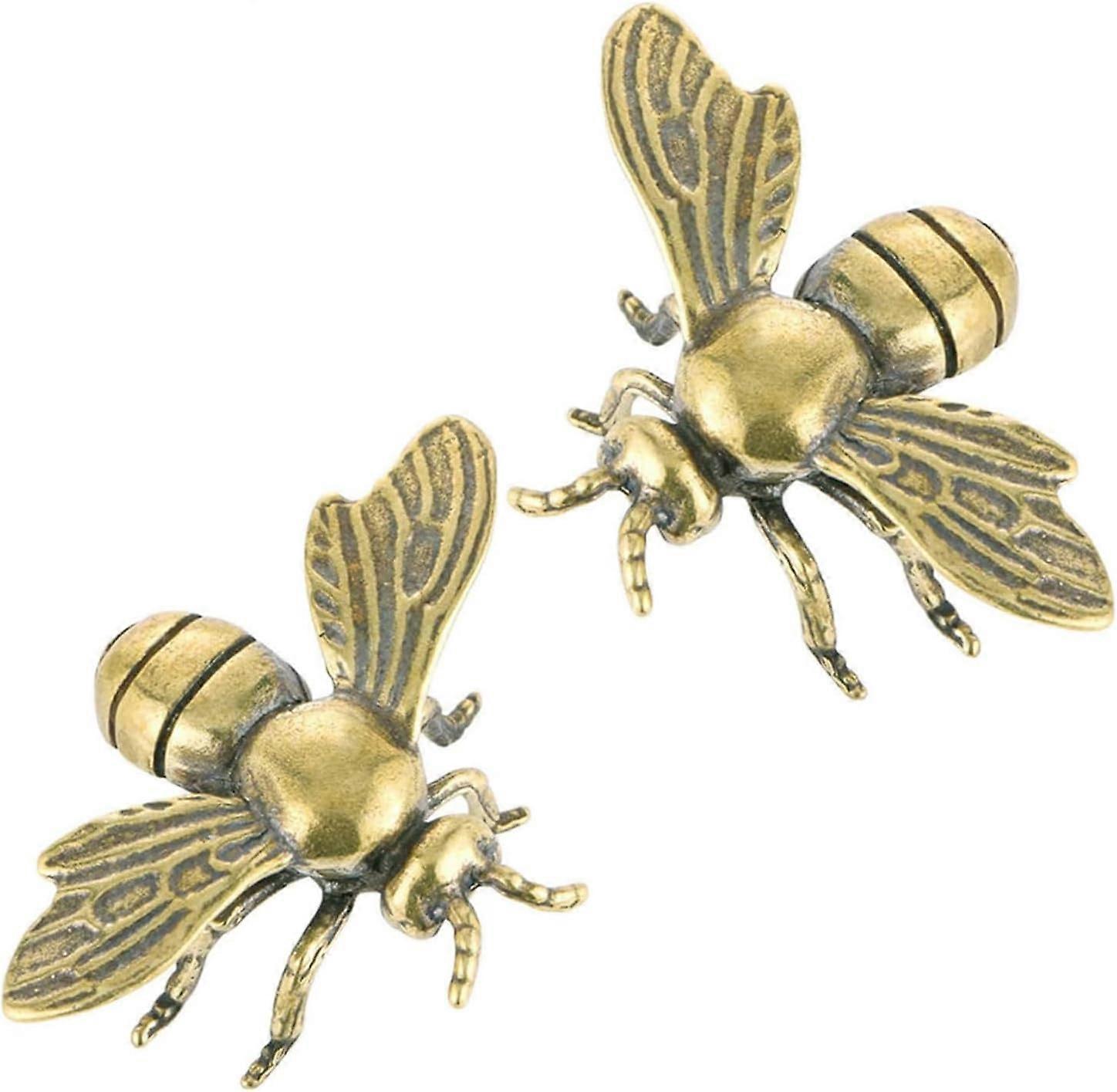 2 PCS Brass Bee Figurines, Vintage Decorative Statues for Rustic Home Decor