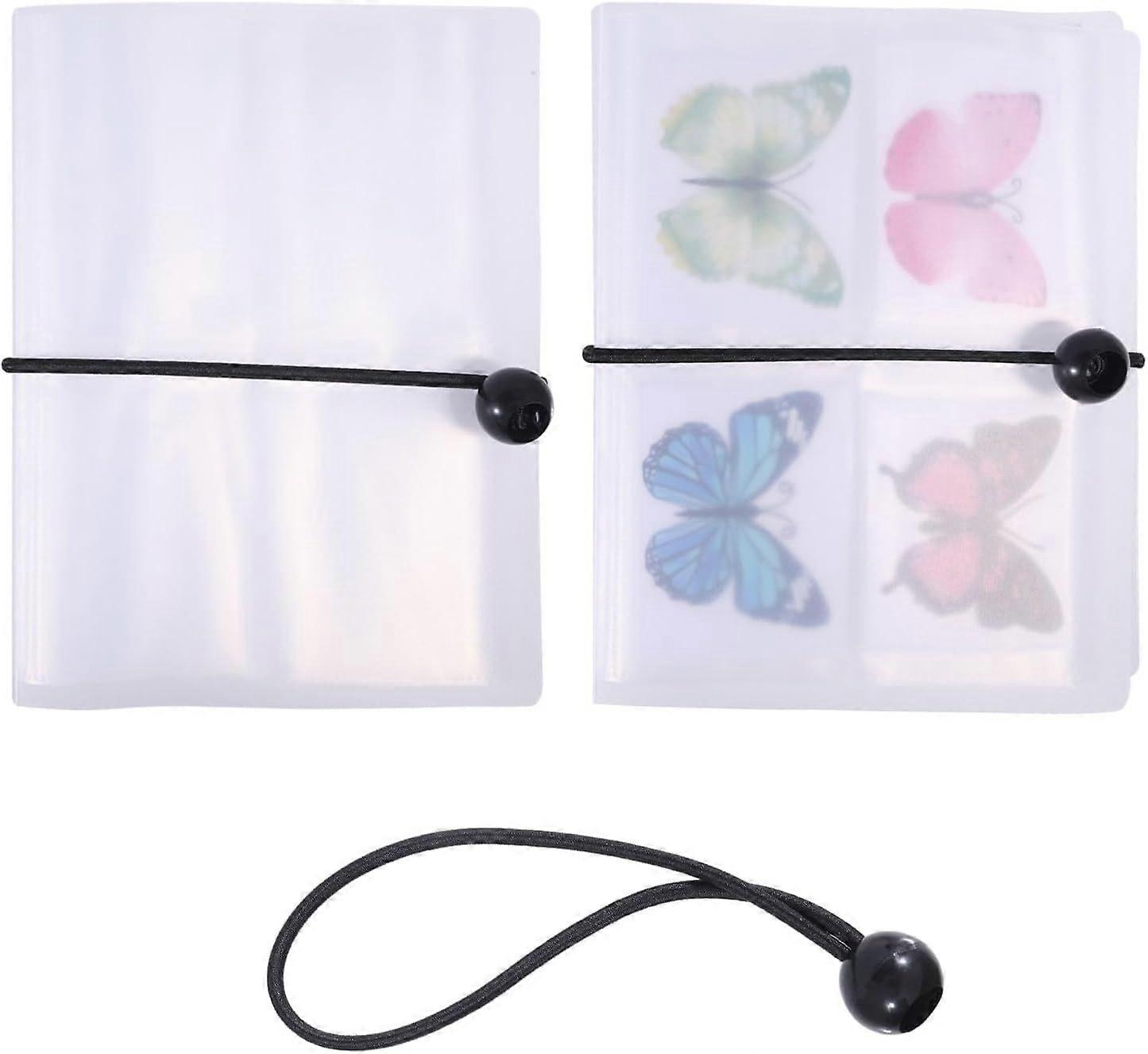 1 Book Clear Stamp Storage Book 6.3x7.9inch Transparent Plastic Photocard Storage Photo Album with Elastic Lace Rope Clear Sticker Organizer Book for