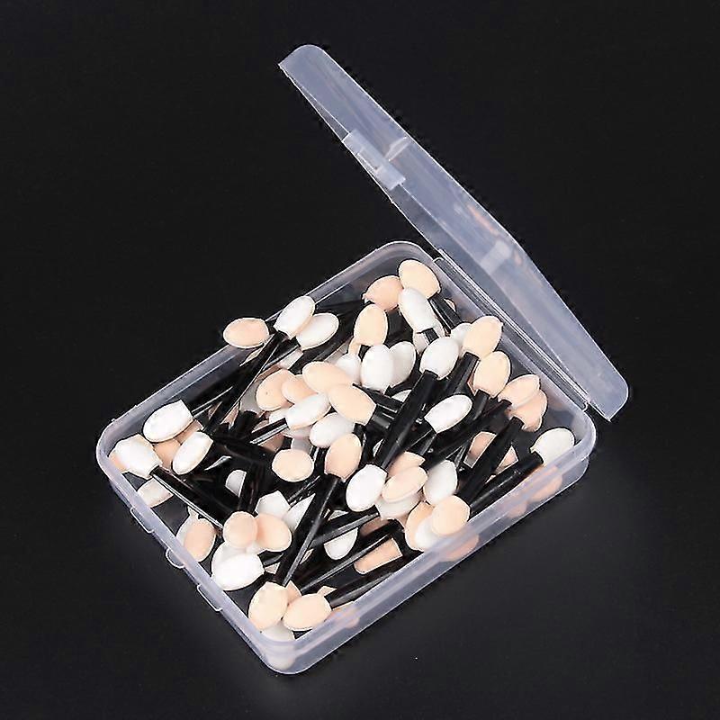 50 Disposable Foam Eye Shadow Applicators, Oval Eyeshadow Brushes With Dual Sides, Makeup Brush Sponge Tipped Applicators In A Box