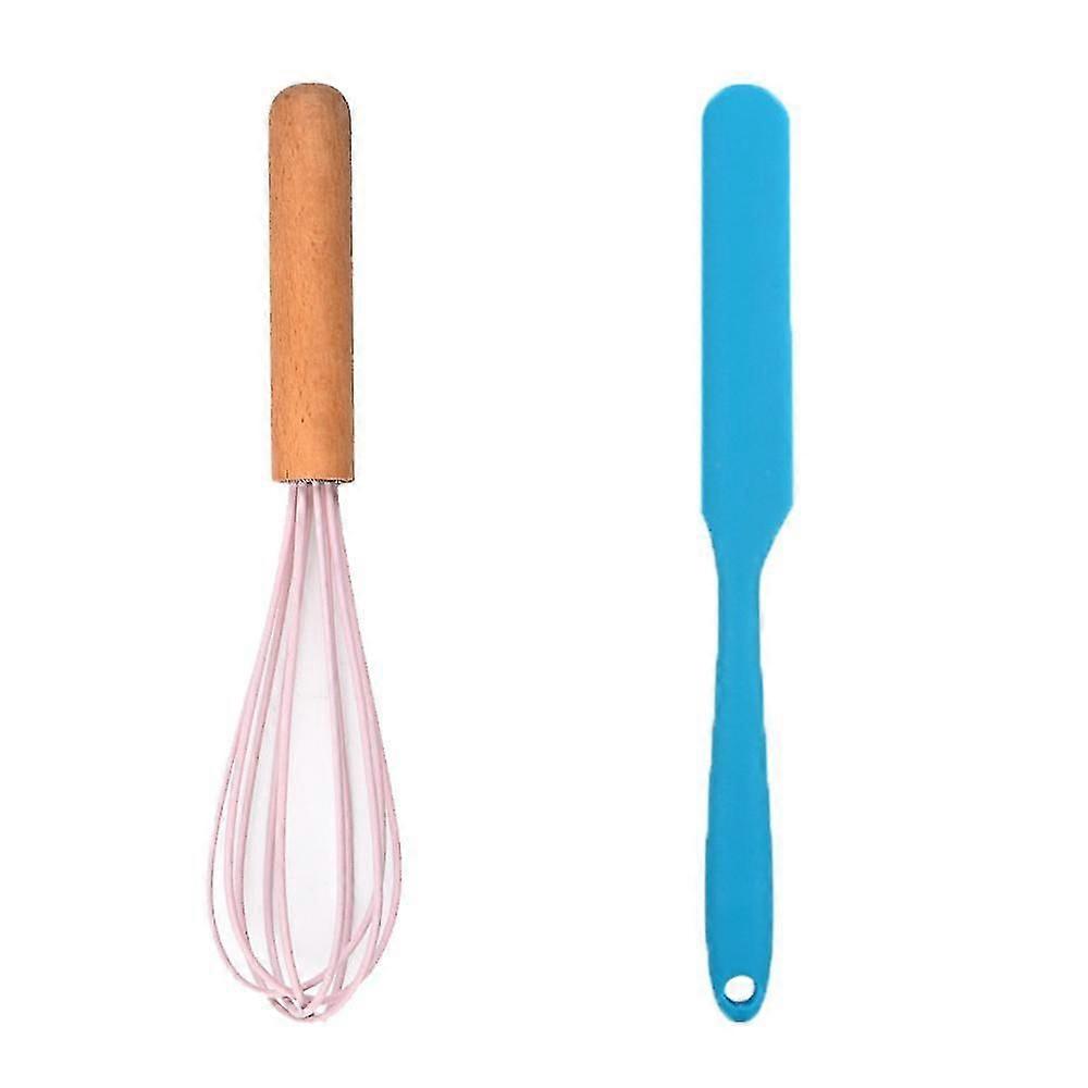 2 Piece Mini Kitchen Utensil Set- Silicone Kitchen Tools With Wood Handles