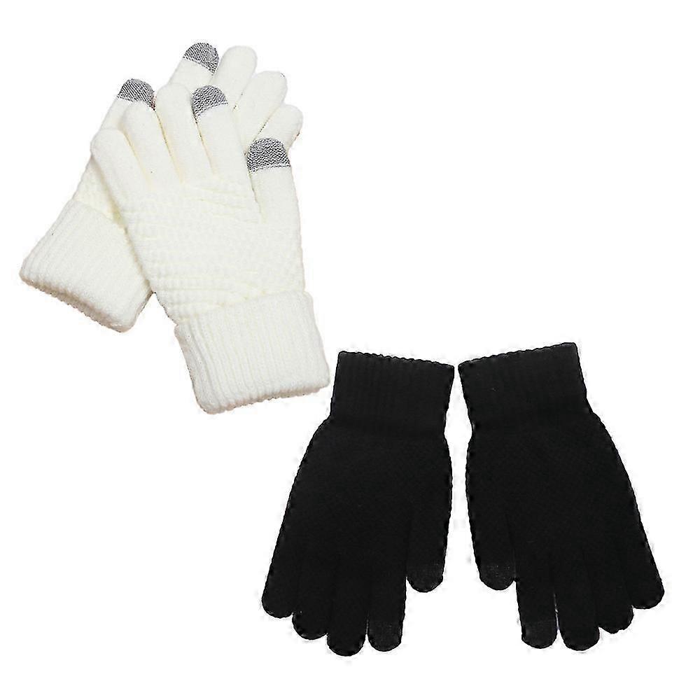2 Pairs Women's Winter Touchscreen Gloves Warm, Elastic Cuff