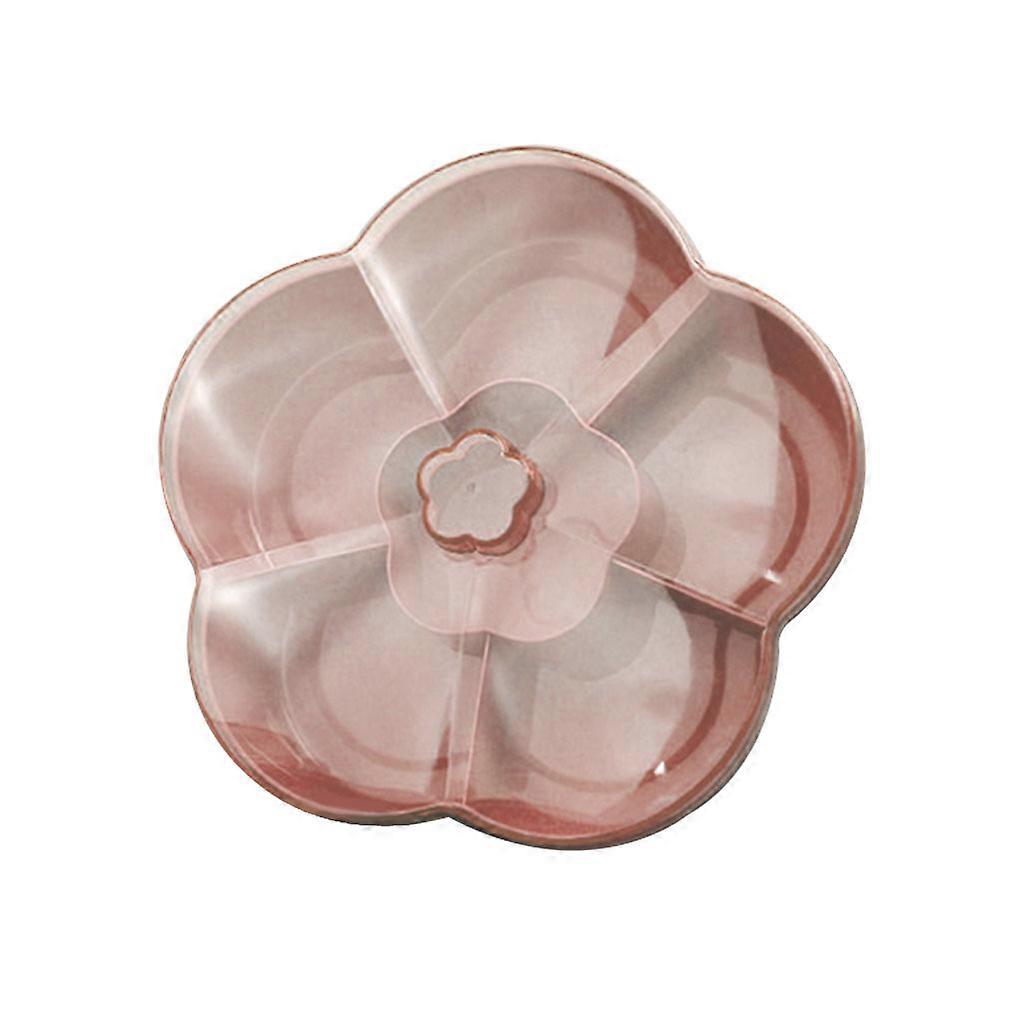 6 compartments Flower Shape Snack Storage Box Nut Candy Serving Tray with Lid Pink