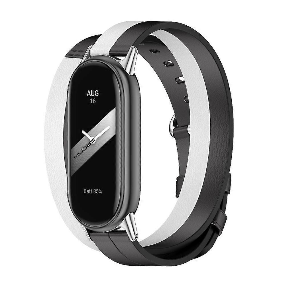 Mijobs Double-Loop Leather Watch Band For Xiaomi Mi Band 8 / 9 / 9 NFC