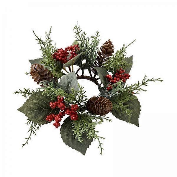 2x Pillar Candle Wreath Greenery Farmhouse Wreath Rustic Floral Arrangement