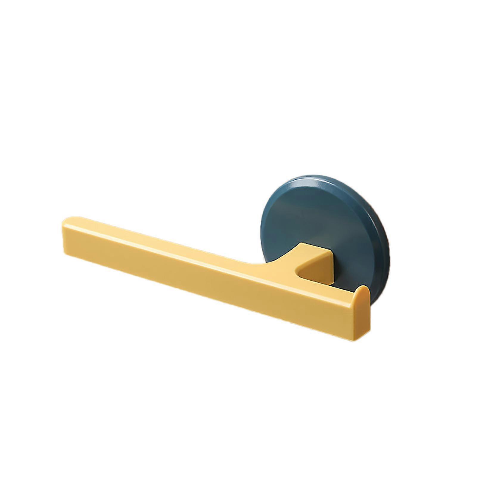 T Shaped Towel Rack Wall Mounted Bathroom Hanger Blue and Yellow Simple Design Punching Installation for Toilets