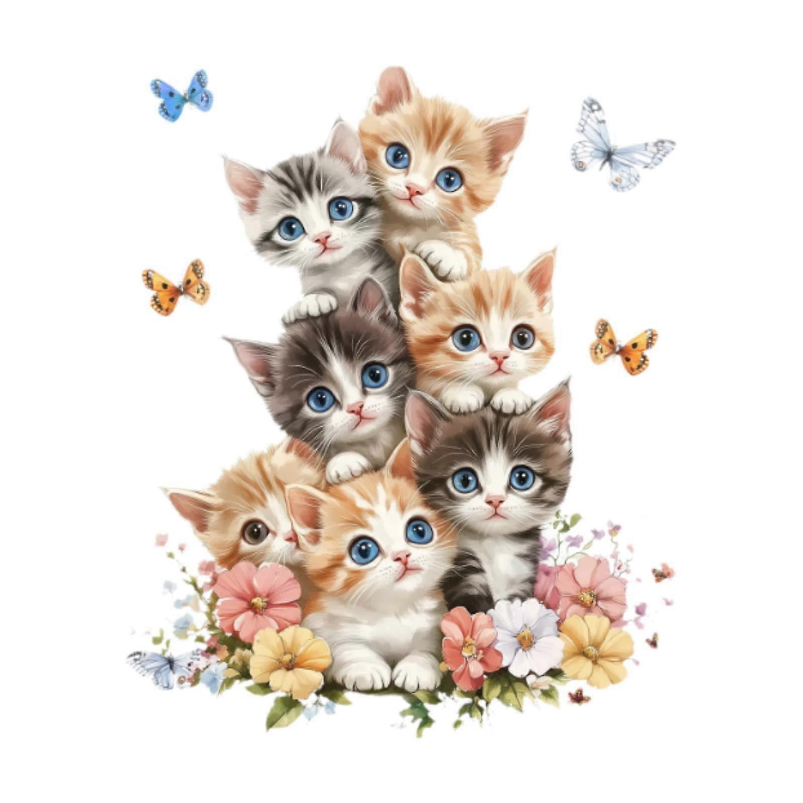 Kitten Wall Stickers Cat Wall Decals for Sofa TV Background Corridor Kitchen