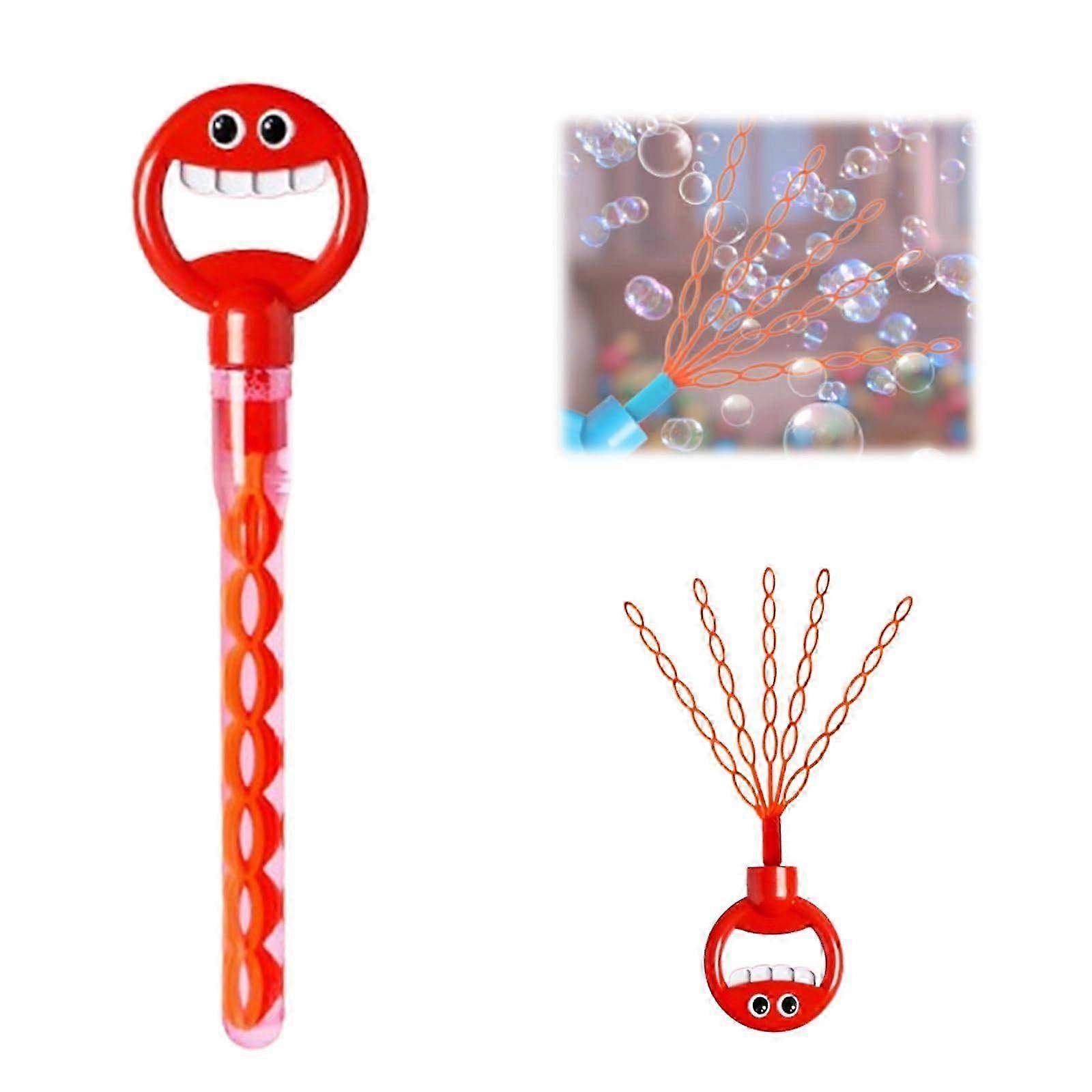32 Hole Smiling Face Bubble Wand with Bubbles Refill, 2024 New Children's Bubble Wands Toy, Smiling Face Bubble Stick for Summer Toy Party Favor -GSLA