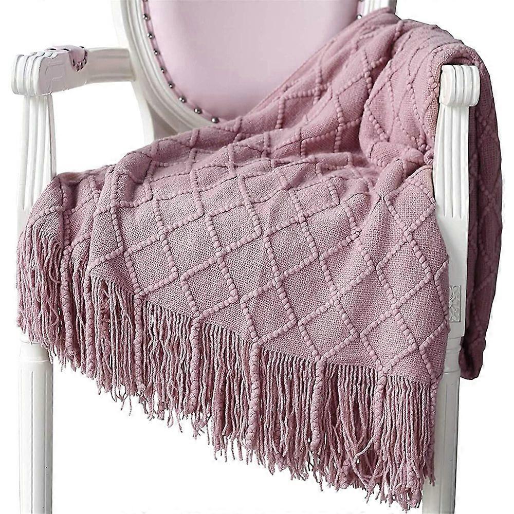 Wolldecke, weich gestrickt, rosa