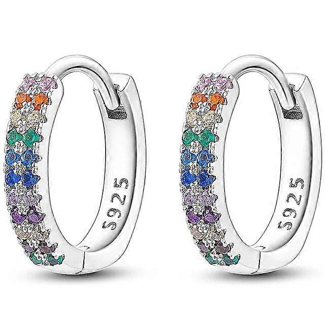 Classic 2023 Earrings 925 Sterling Silver Colorful Cz Hoop Earrings For Women Birthday Party Wedding Engagemen Gift Jewelry
