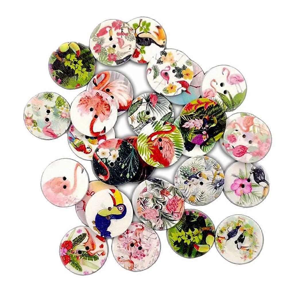100pcs Mixed in Bulk Round two holes Wood Buttons Lot for Multipurpose Crafts