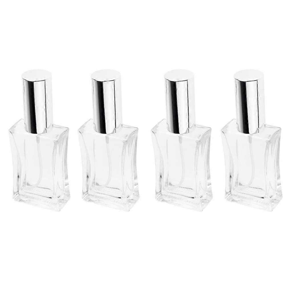 Travel Perfume Bottles, Clear Glass Containers with Glossy Finish, Shiny Silver Spray and Matching Caps, 50ml, Leak-Proof Design for Safe Carriage