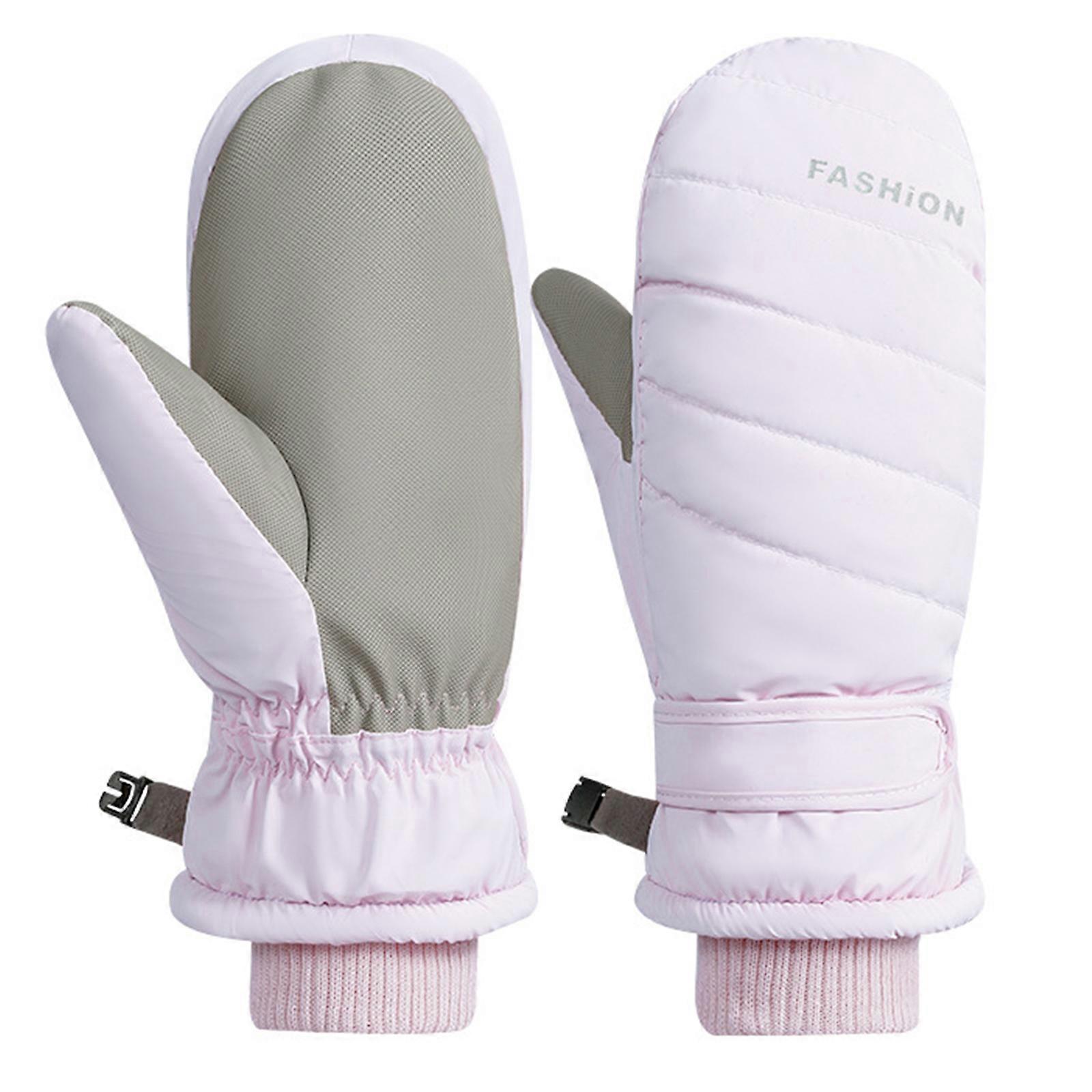 2pcs Adjustable Gloves with Strap Comfortable And Warm Protecting Mittens for Skiing and Snowboarding in Cold Weather Purple