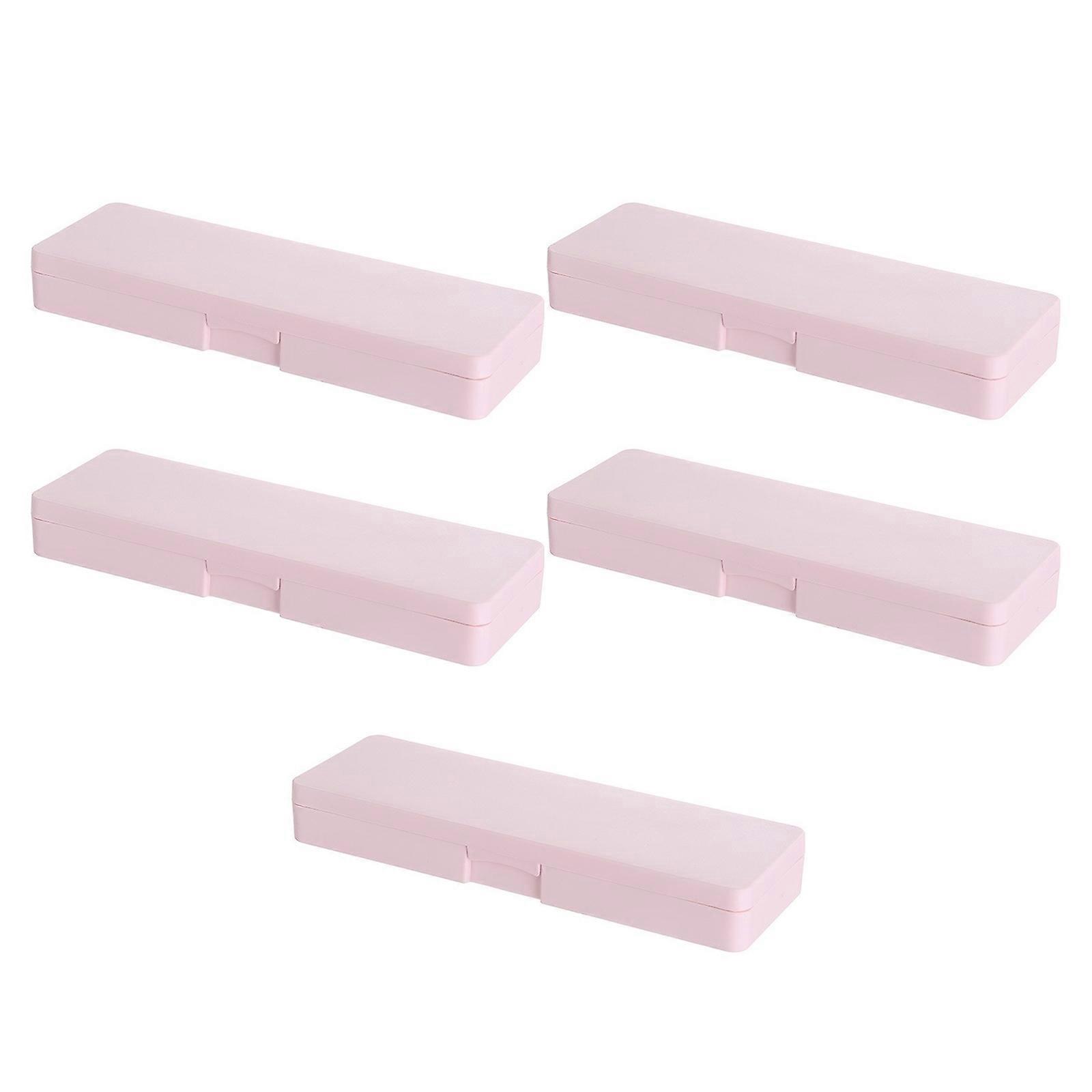 5 Pcs Plastic Pencil Case Practical Small Storage Box Pencil Container Translucent Pencil Box Pencil Container Light pink