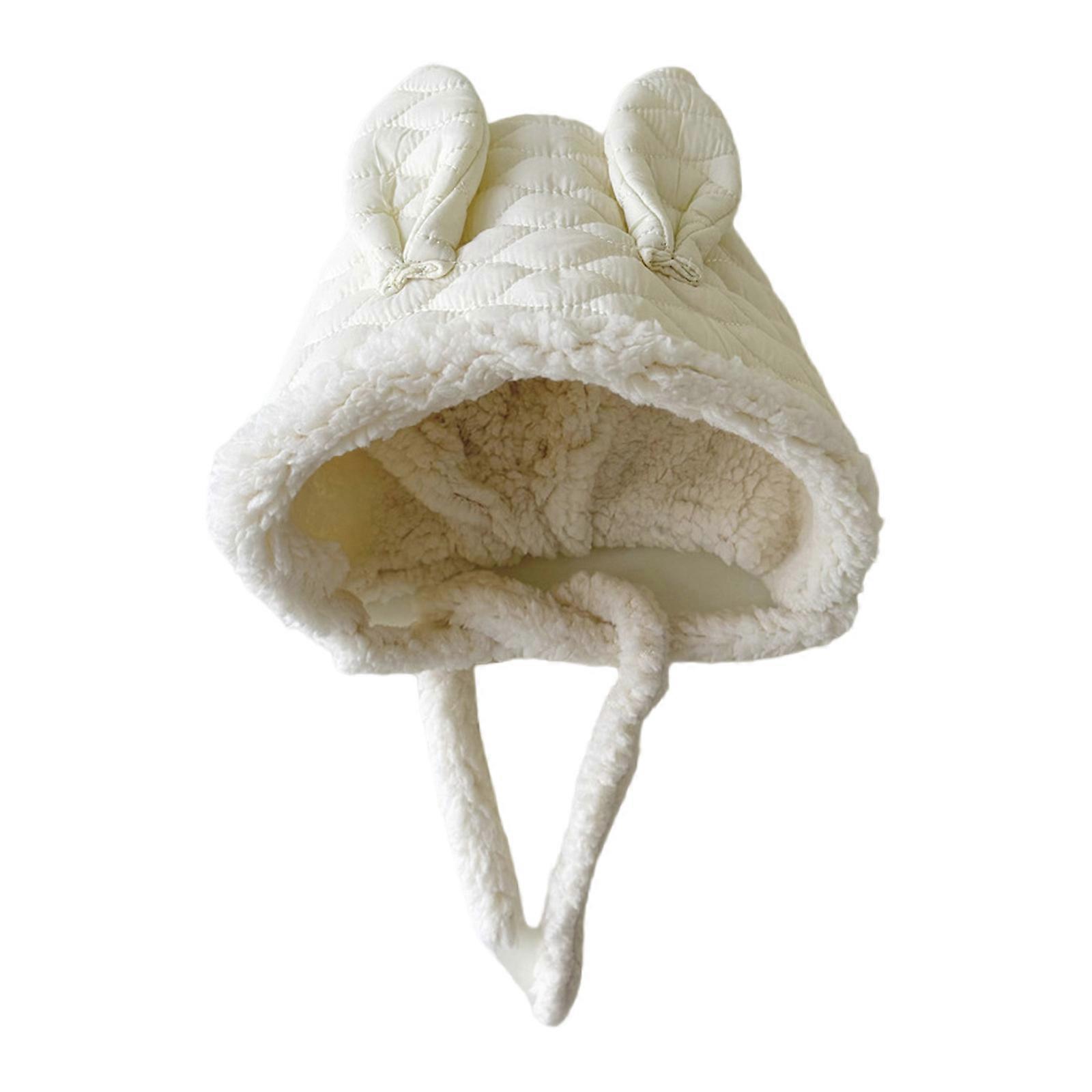 الخريف والشتاء المزروع قبعات مبطنة من القطن للأولاد والبنات قابل للتعديل حزام الذقن قبعة طيار قبعة تنفس الرضع بونيه أزياء أبيض حليبي