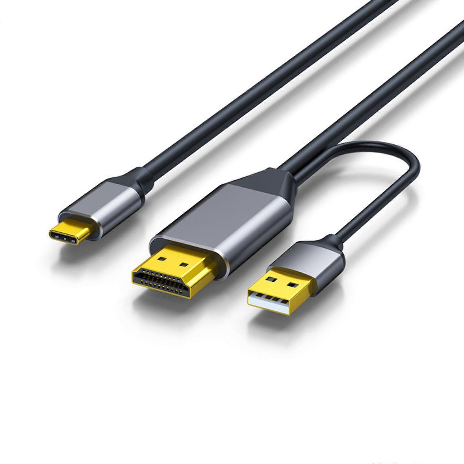 HDMI-compatible to USB C Cable Adapter 2meter Copper-Wire High Definition Cable for Laptops and Computers 4K-/60Hz 2K- Multicolor