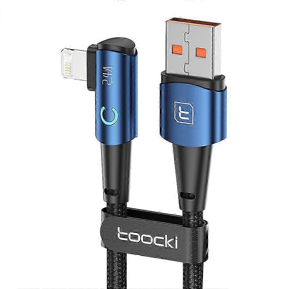 TOOCKI TQ-X25A1 1m 2.4A Charging Cable USB-A to Lightning Right Angle Data Cable-Grey
