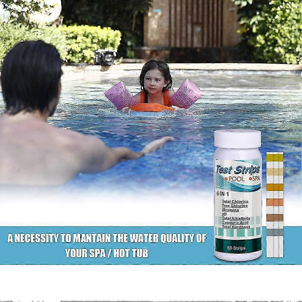 Flaska 6 i 1 mångsidig klor PH-testremsor SPA Poolvatten