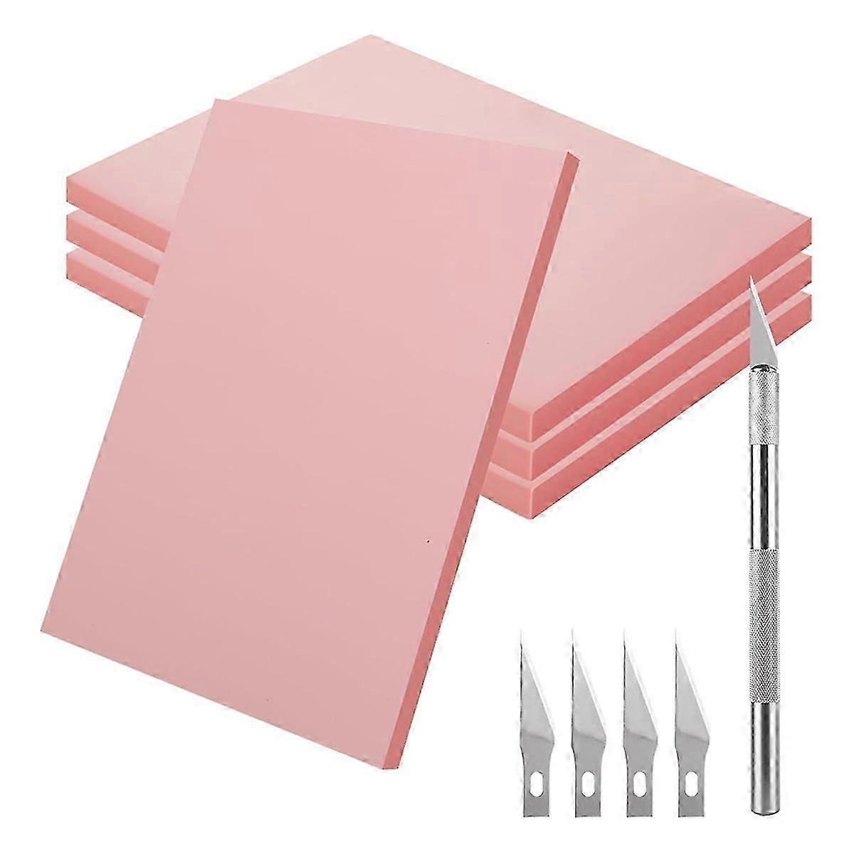 4 Pieces Rubber Carving Blocks, 8 X 12 Linoleum Blocks for Printing, Stamp Carving Kit, for Stamp C