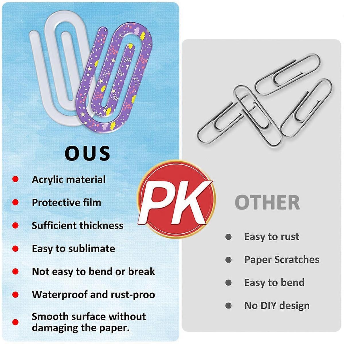 20 Pack Sublimation Blanks Acrylic Paper Clips,4inch x 2inch