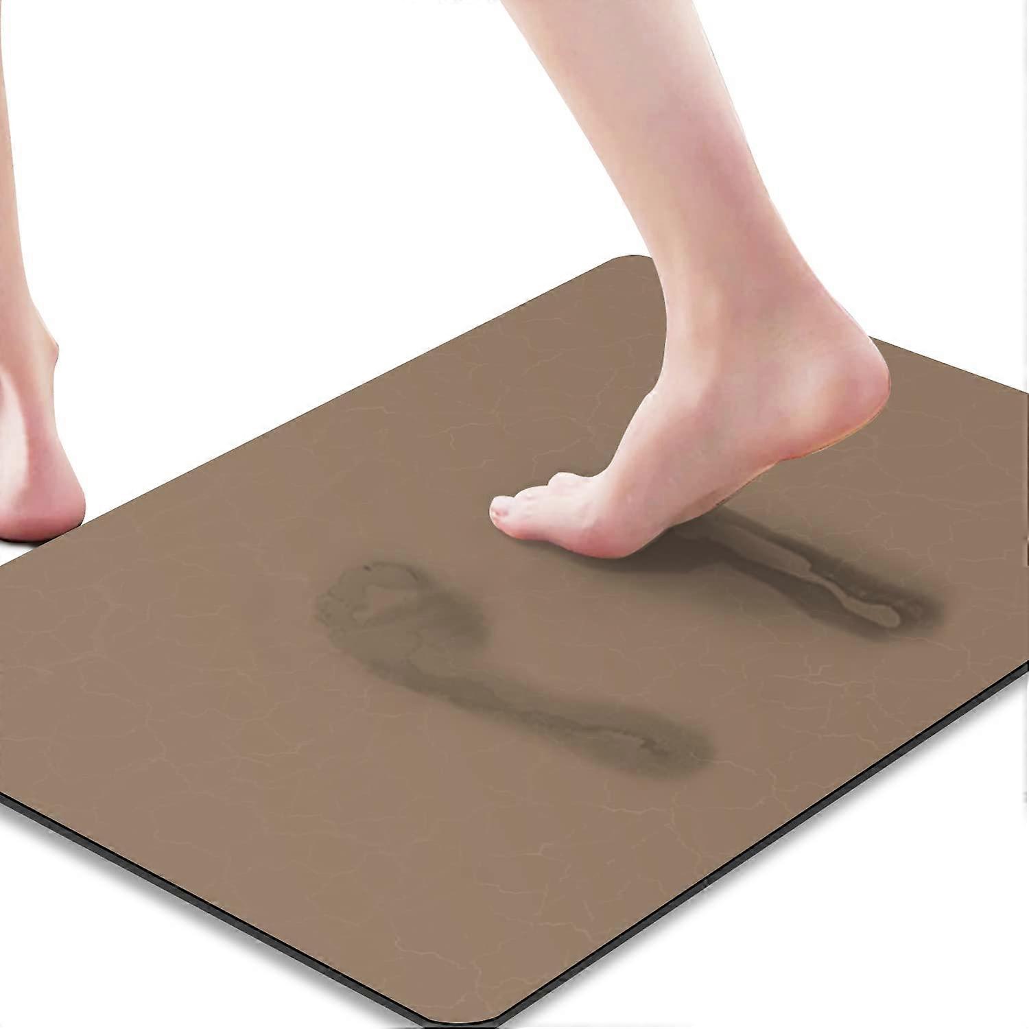 Light Brown Non Slip Ultra Thin Quick Dry Water Absorbent Washable Machine Low Profile Bath Rug for Under Door Shower