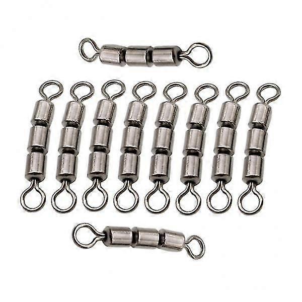 8x10pcs Fishing Triple Rolling Swivels Solid Ring Hook Line Connector 08