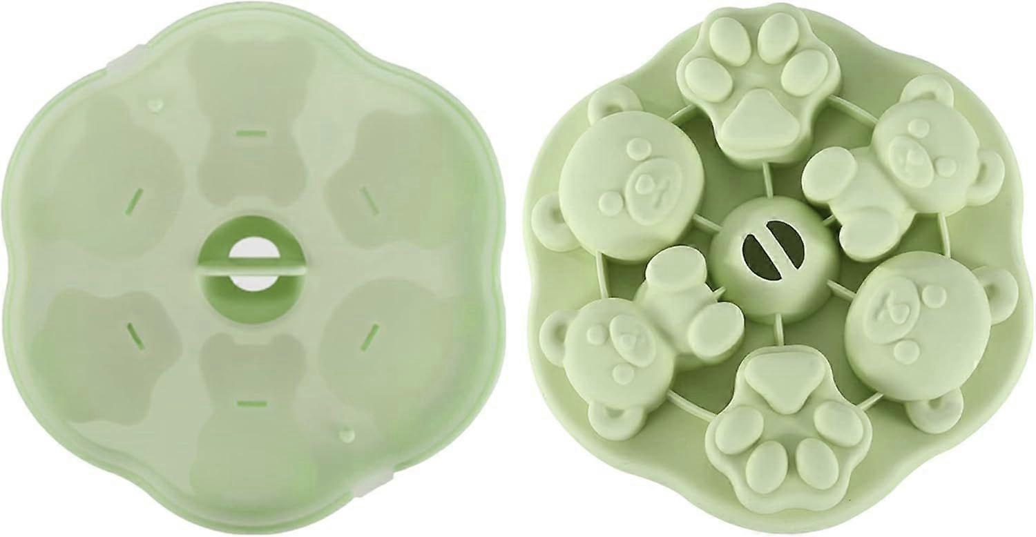 Shape Cute Ice Cube Tray with No-Spill Removable Lid,  Make 6 Ice Cubes Bear Shape for Ice Cream, Water, Drinks