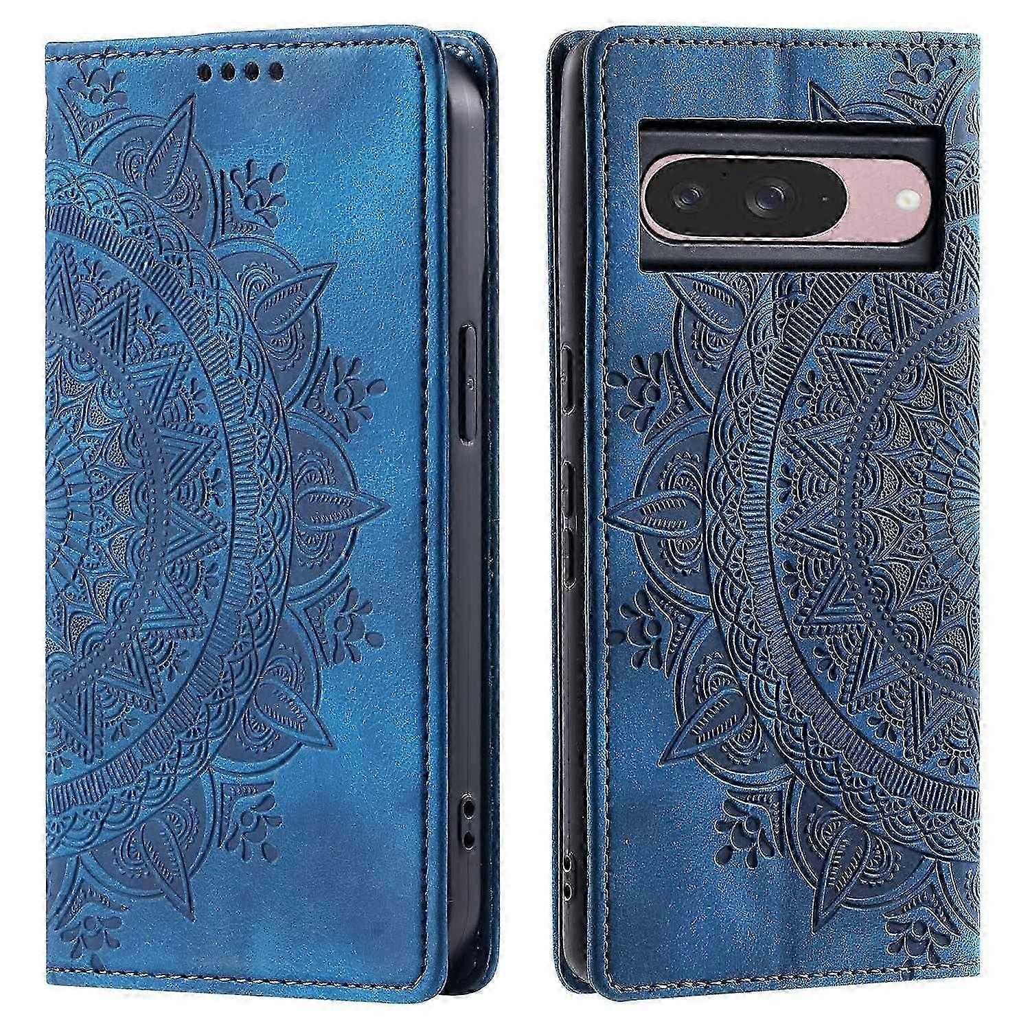 Style 010 For Google Pixel 9/9 Pro Case Mandala Pattern Magnetic Closing Leather Phone Cover