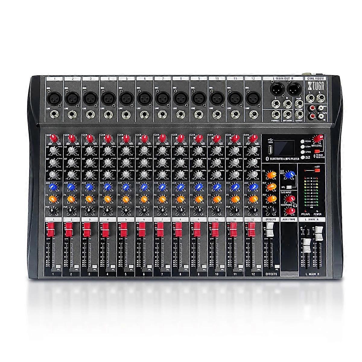 XTUGA CT120X 12-Channels Audio Mixer DJ Mixing Console with 48V Power Supply