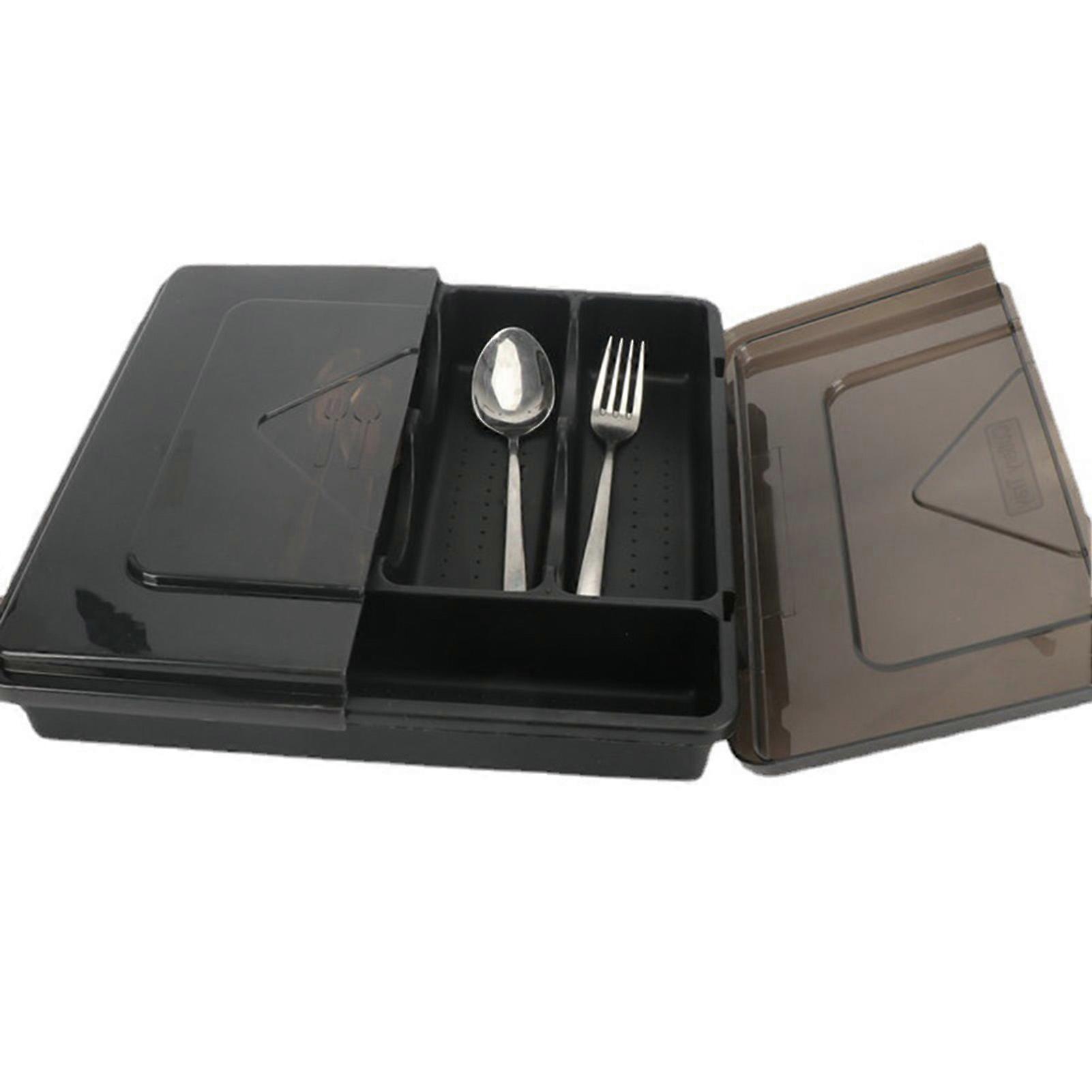 Cutlery Storage Box with Cover Multipurpose Compartment Tableware Organizer