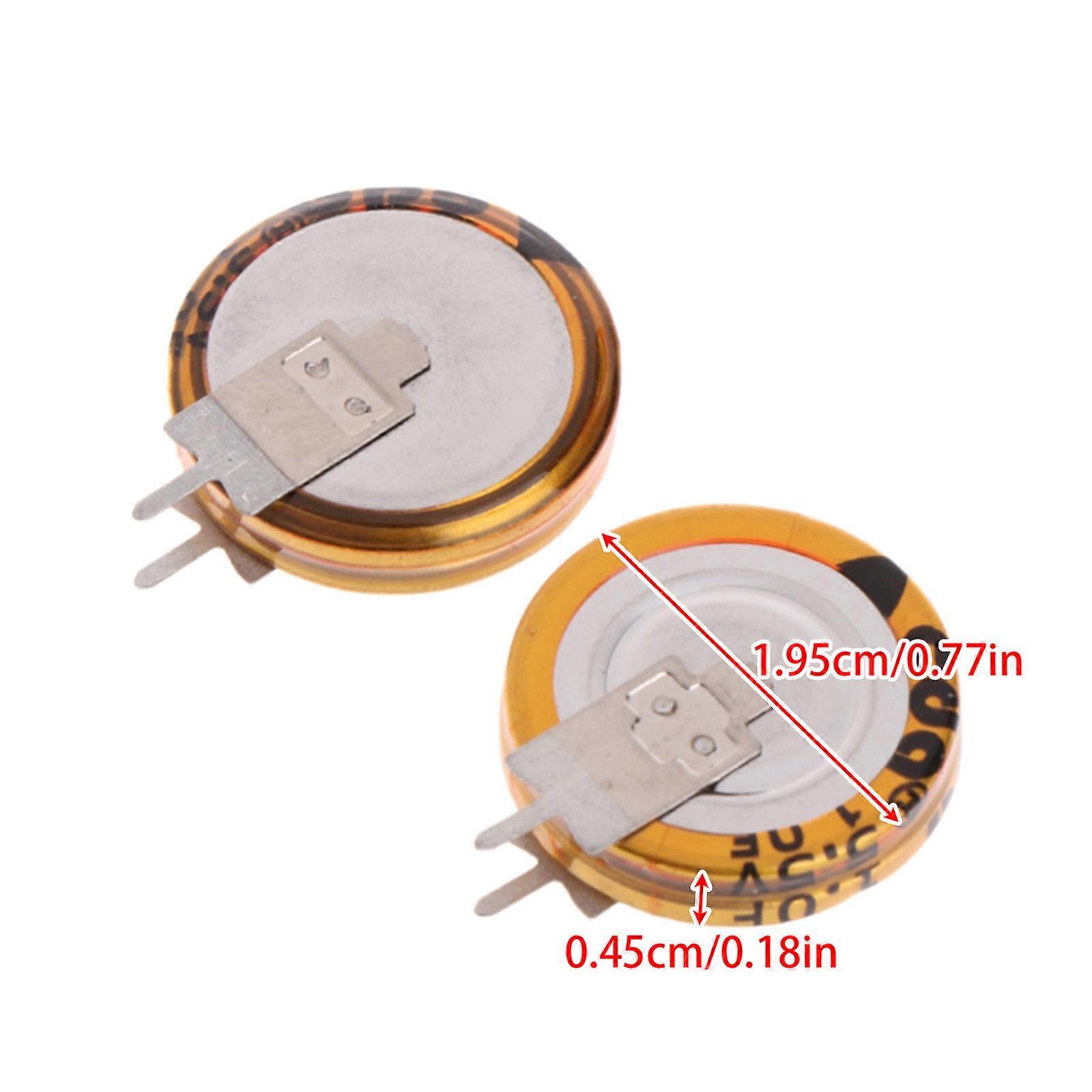 2 Pcs Universal 5.5 V 1.0F Super Capacitor V-Type Button for Smart 5mm Capacitan Yellow