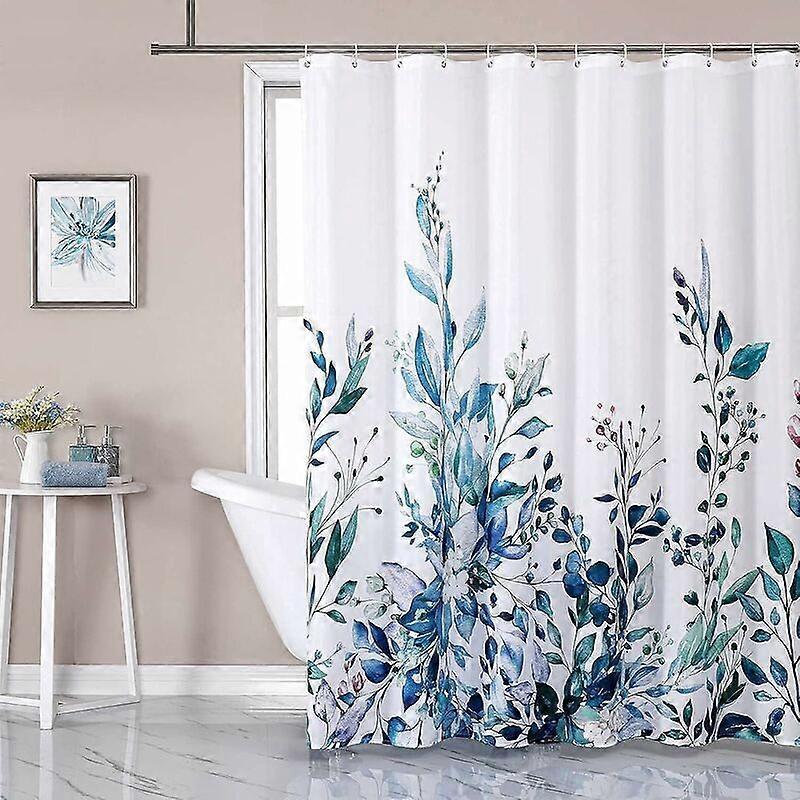Floral Shower Curtain with Mildew Proof, Weighted Hem, Washable, Polyester Fabric Bathroom Accessories, Boho Leaf Pattern Shower Curtains with 12 Hook