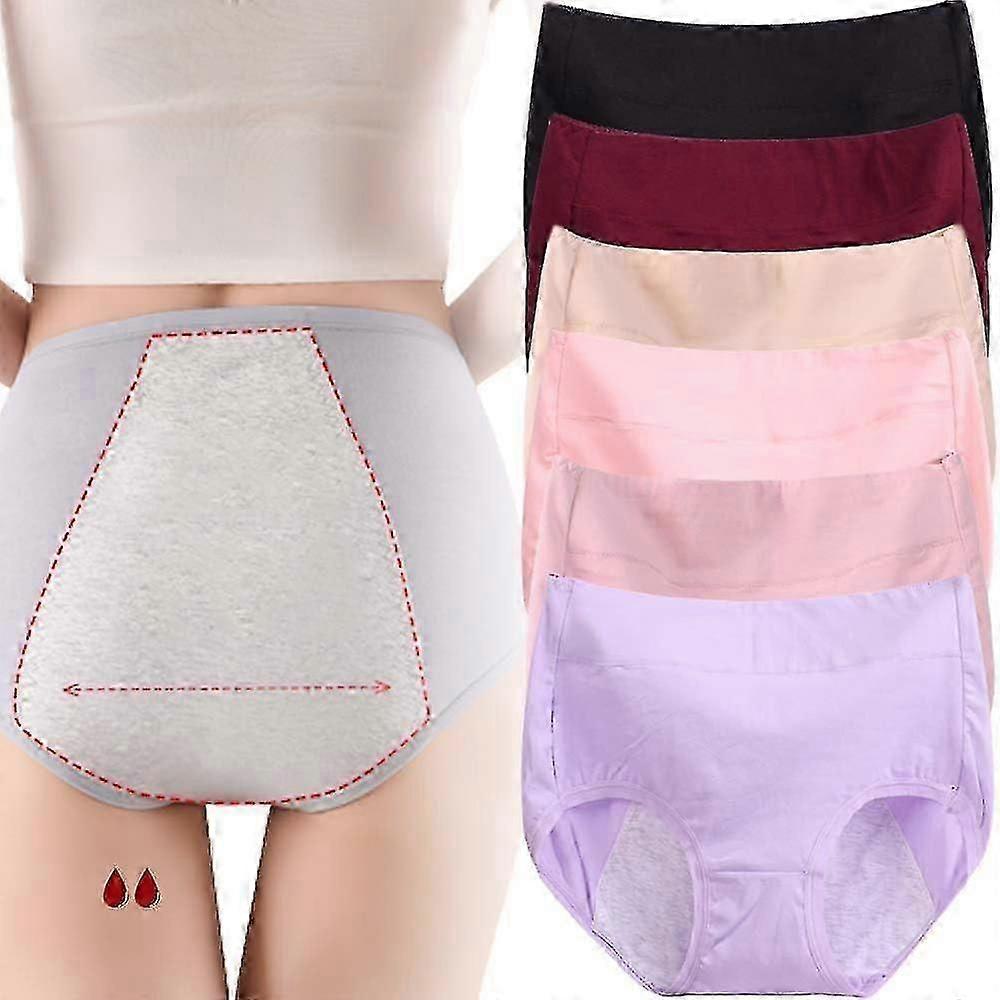 Høj talje Plus Size Bomuld Lækagesikkert Undertøj 6stk Høj Talje Lækagesikkert Undertøj Plus Size Trusser Undertøj