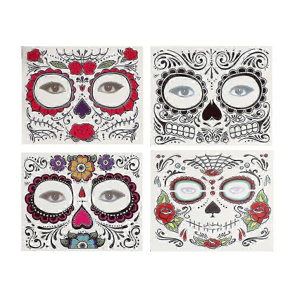 Gothic Halloween Face Decals - 12 Sheets Temporary Tattoos for Festivals