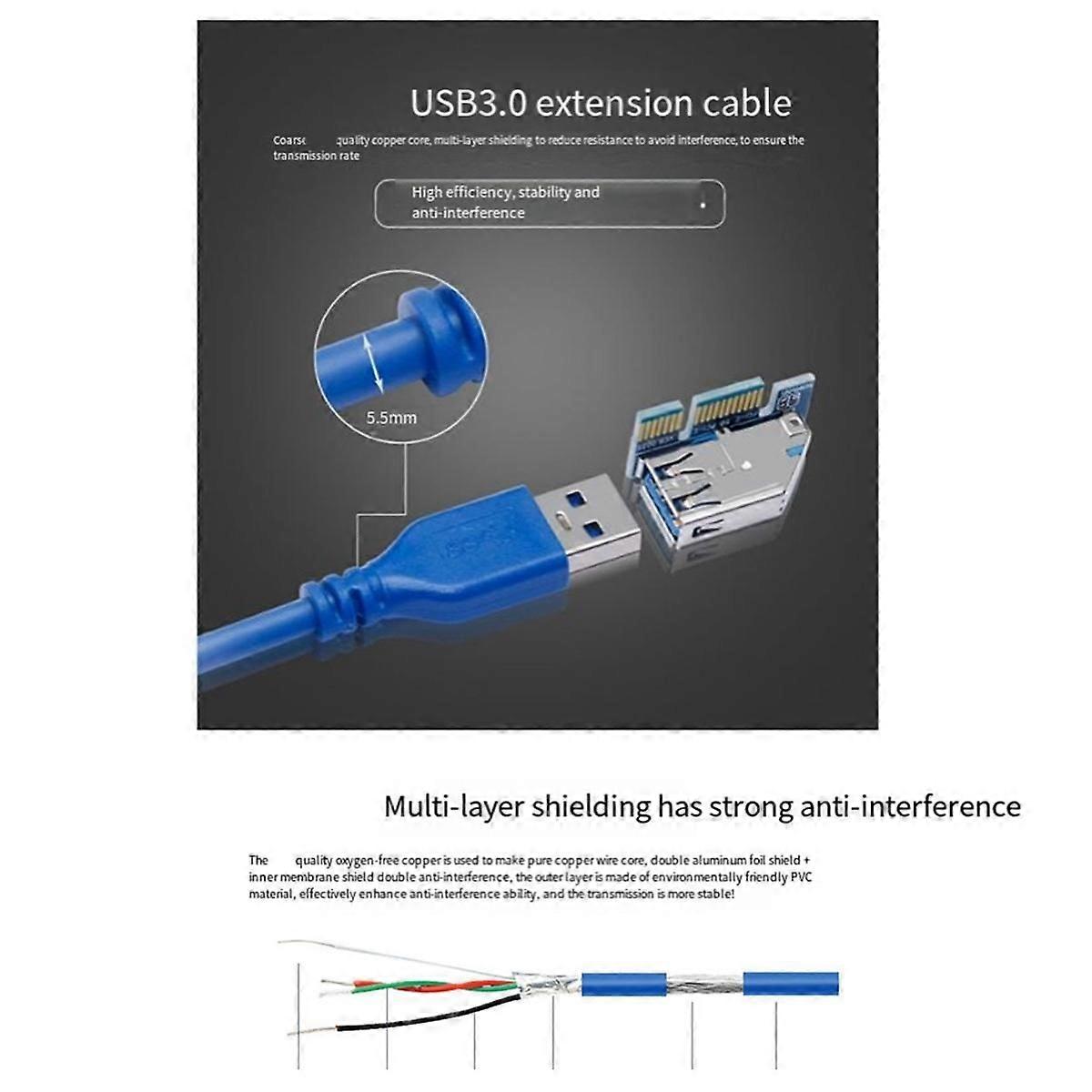 PCI-E 1X Extension Cable to Pcie Dual Port 4X Adapter Cable PCI-E Expansion Card NIC Dual Interface 0.6M Extension Cable