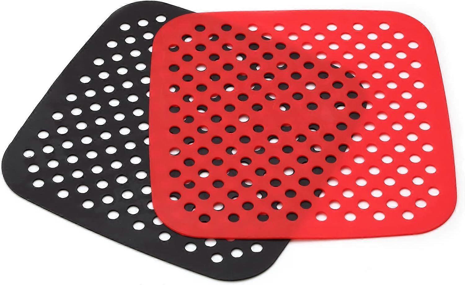 SCSYV-Heißluftfritteuse-Silikonauskleidungen, 2er-Pack 8,5-Zoll-wiederverwendbare Silikonmatte in Lebensmittelqualität, Antihaft-hitzebeständiges Heißluftfritteuse-Zubehör