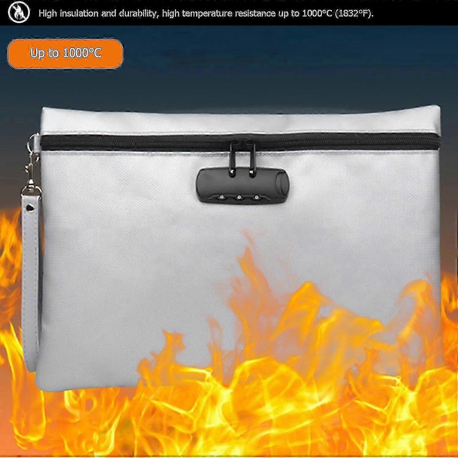 Fireproof Document Bag Waterproof Money Bags Fire Safe Storage Pouch With Combination Lock Cash File