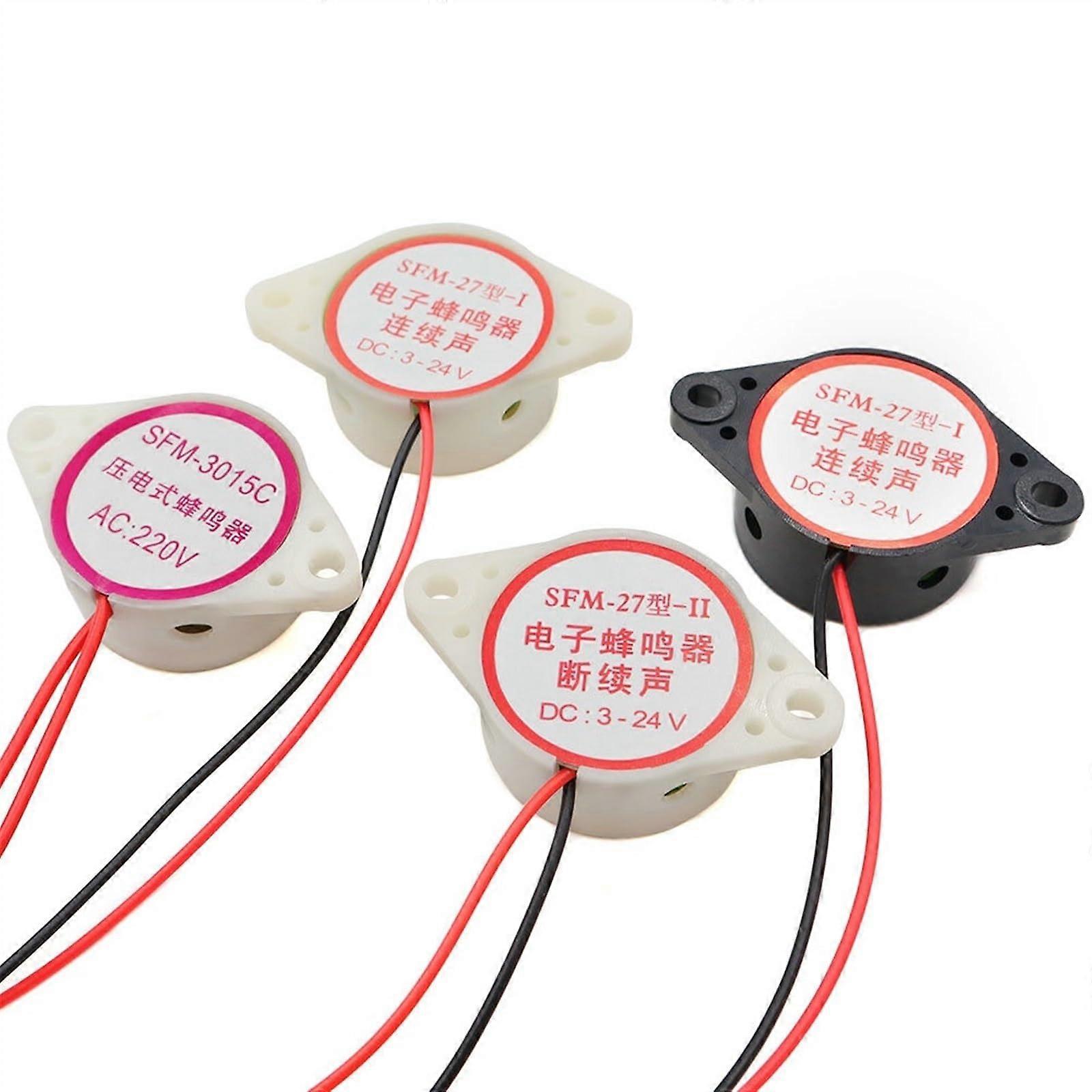 SFM-27 30x15MM 220V AC 110dB Continuous Piezoelectric Active Buzzer with 110mm Wire for Alarm Systems
