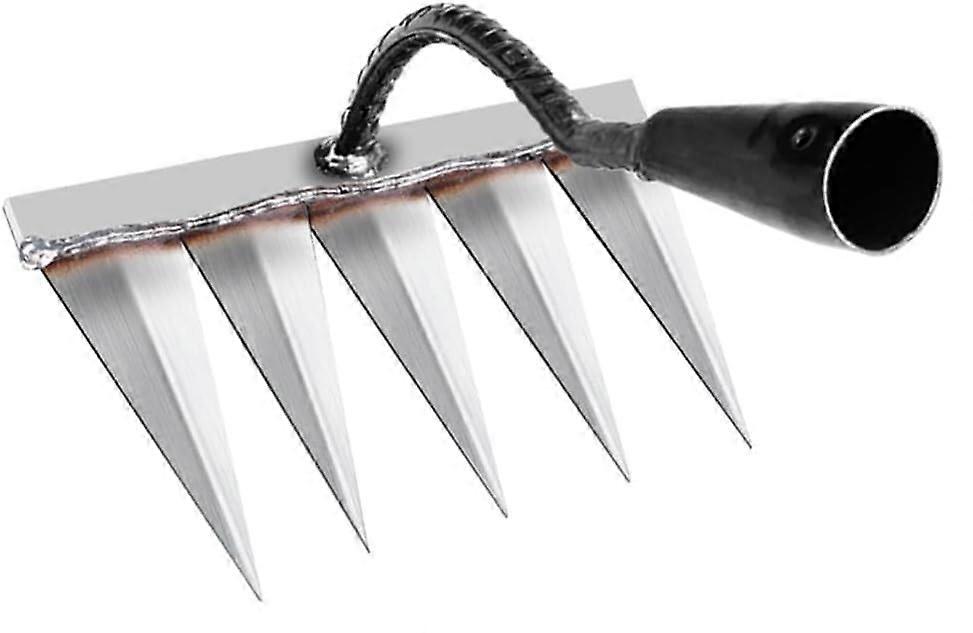 Weed Puller Tool 5 Teeth, Steel Manual Weeder with Detachable Handle, Multifunctional Gardening Weeding Tool