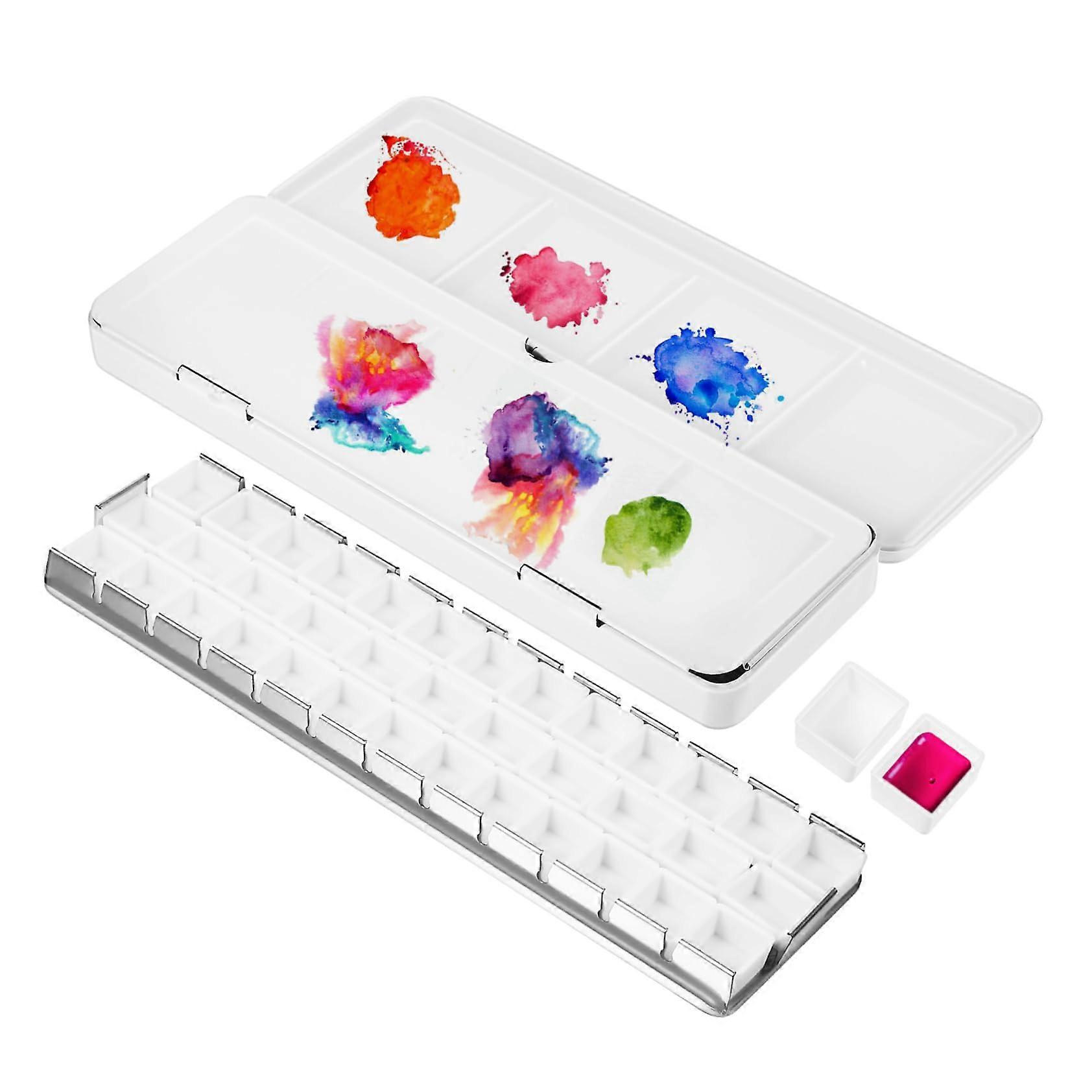 Watercolor Palette Box with Mixing Tray and Compartment Slots for Artists, Color Blending and Storage Solution, Large Capacity