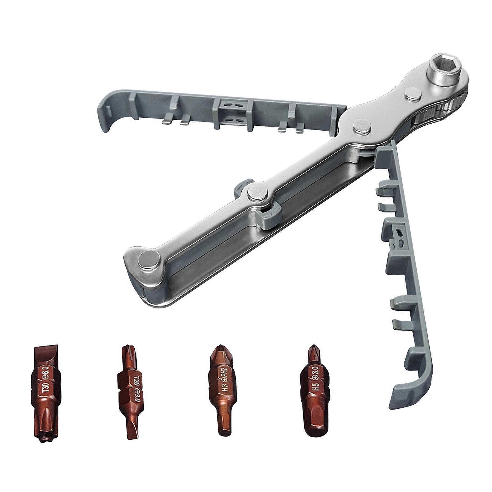 1/4” Ratcheting Screwdriver Set Right Angle Screwdriver Low Profile Magnetic,90 Degree Offset Screwdriver with 4 Bit
