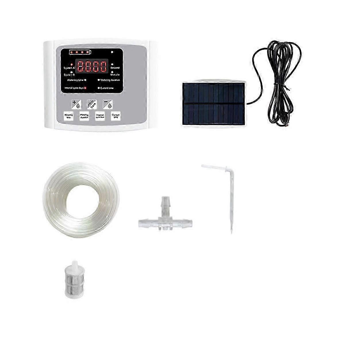 Solar Powered Automatic Drip Irrigation System with Dual Pump Timer Controller for Greenhouse Garden Watering