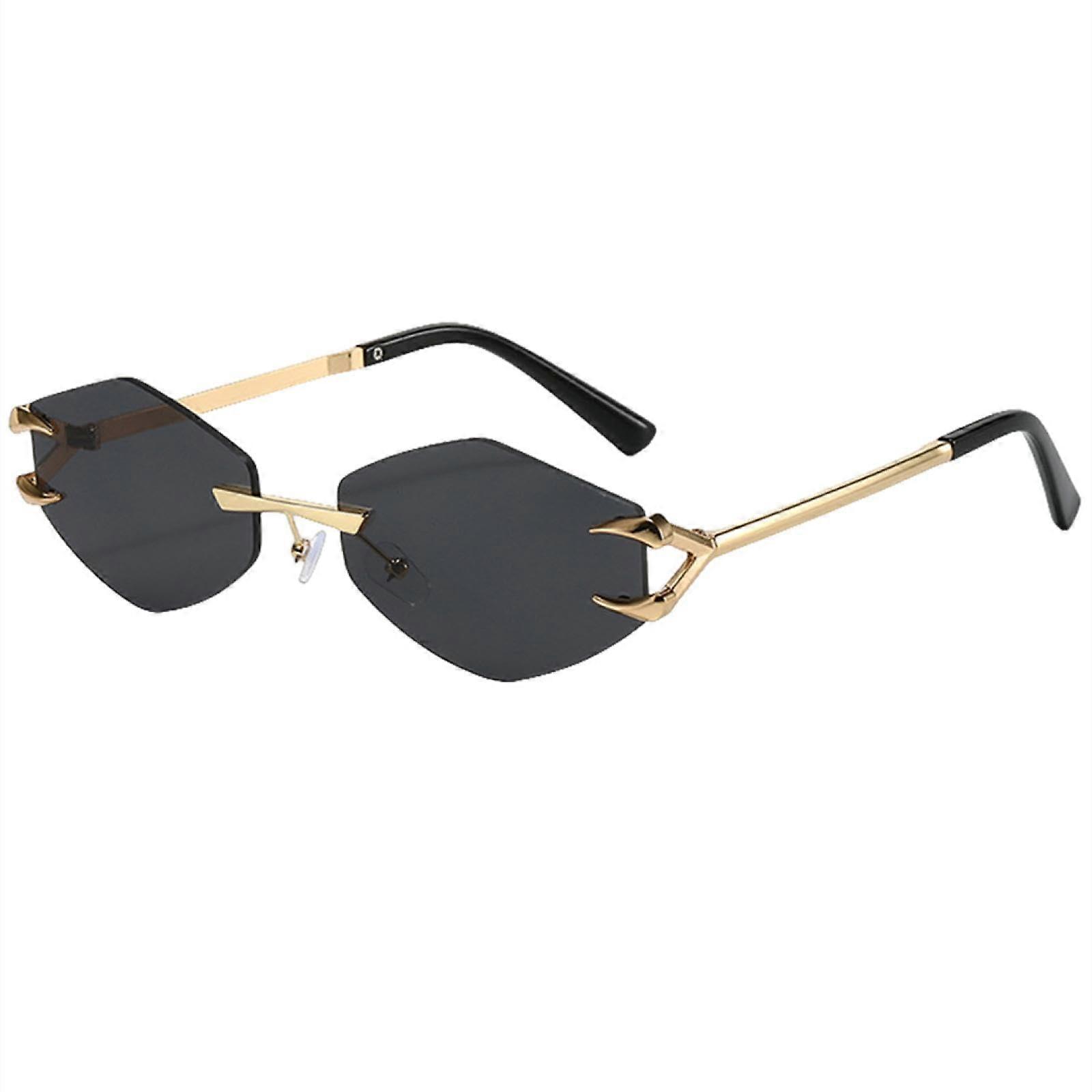 Small Hexagon Rimless Sunglasses for Women and Men, Luxury Polygon Retro Metal Frame, UV400 Protection, Stylish Design