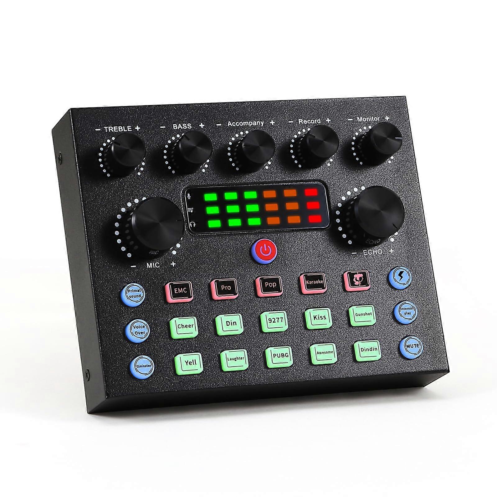 Audio Mixer Portable DJ Live Sound Board Dual Channel DSP with Bluetooth for PC Phone Gaming Karaoke Recording Streaming