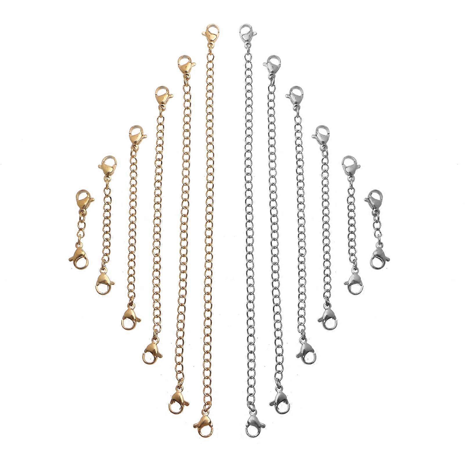 12Pieces/set Chain Extender for Jewelry Making Tail Extender Chain for DIY Jewelry with Lobster Clasps Closures Multicolor