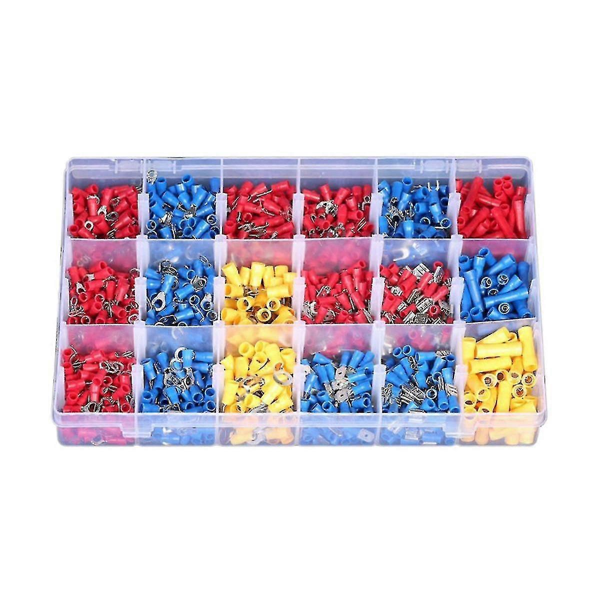 1200pcs Cold-pressed Terminal Block Combination Set Connecting Terminal Assorted Spade Crimp