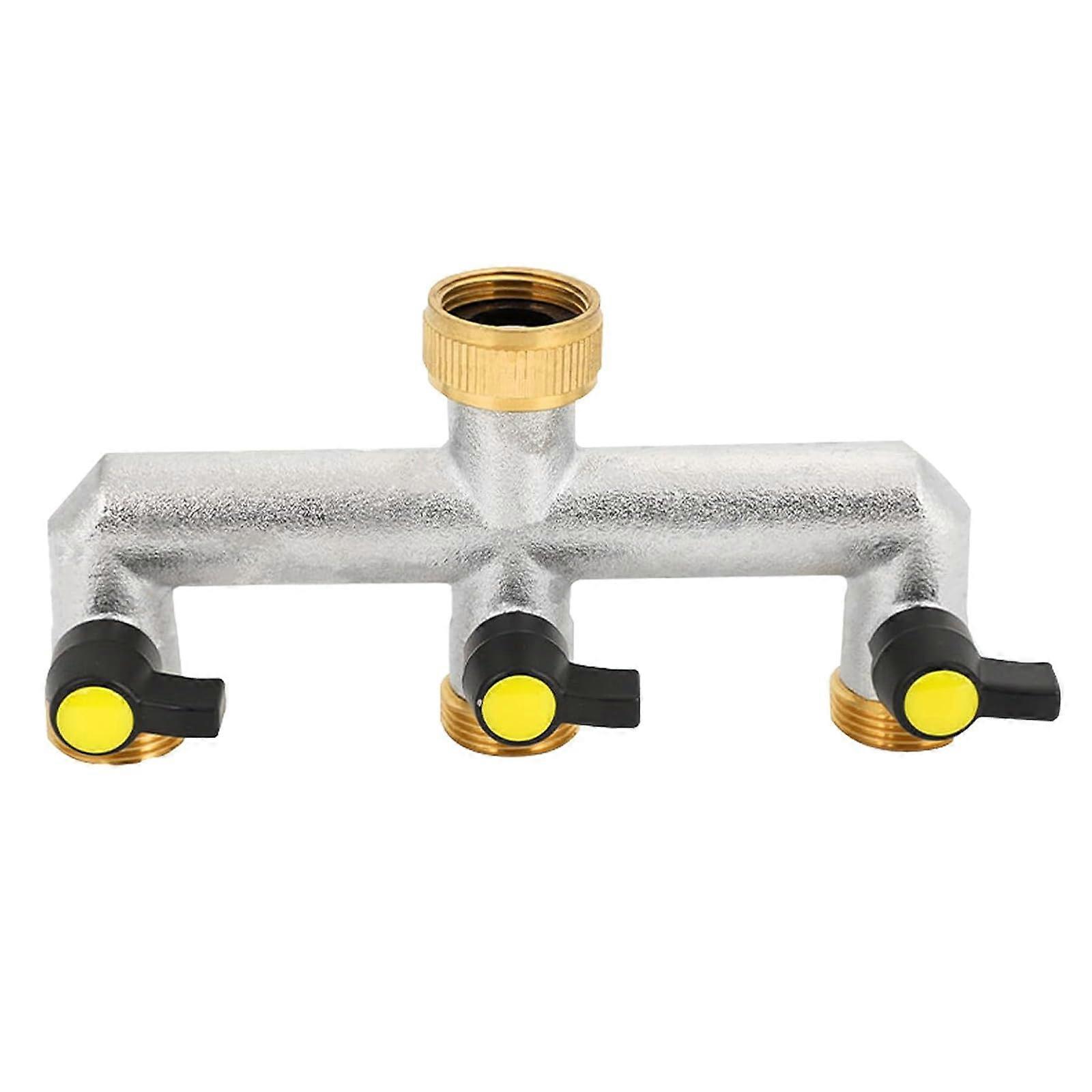 High-Performance Brass 3-Way Garden Hose Splitter with Nozzle Connection for Efficient Garden Irrigation