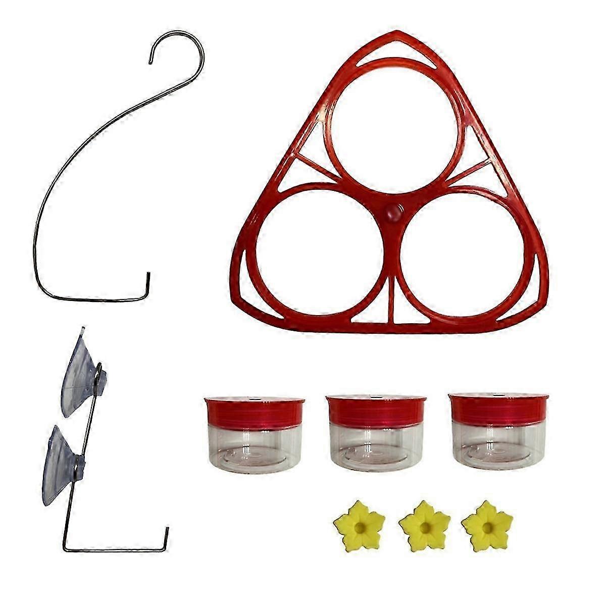 مغذي الطيور مع كوب شفط قوي ، 3 منافذ تغذية ، سهل التنظيف وإعادة تعبئة البلاستيك