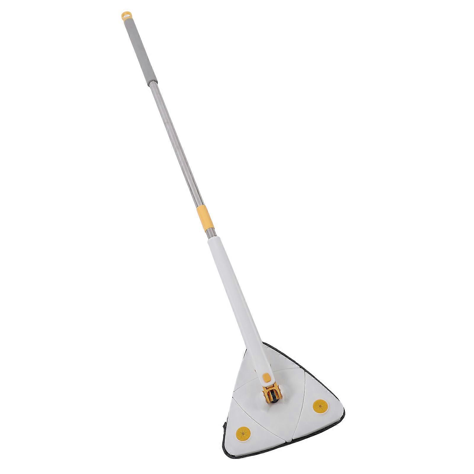 Long Handle Cleaning Mop Automatic Water Squeezing 360 Degree Rotatable Telescopic Triangular Mop for Wall Window Door White 